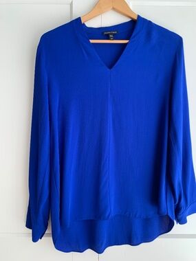 EILEEN FISHER 100% SILK Georgette Crepe V-Neck Top Long sleeve size S